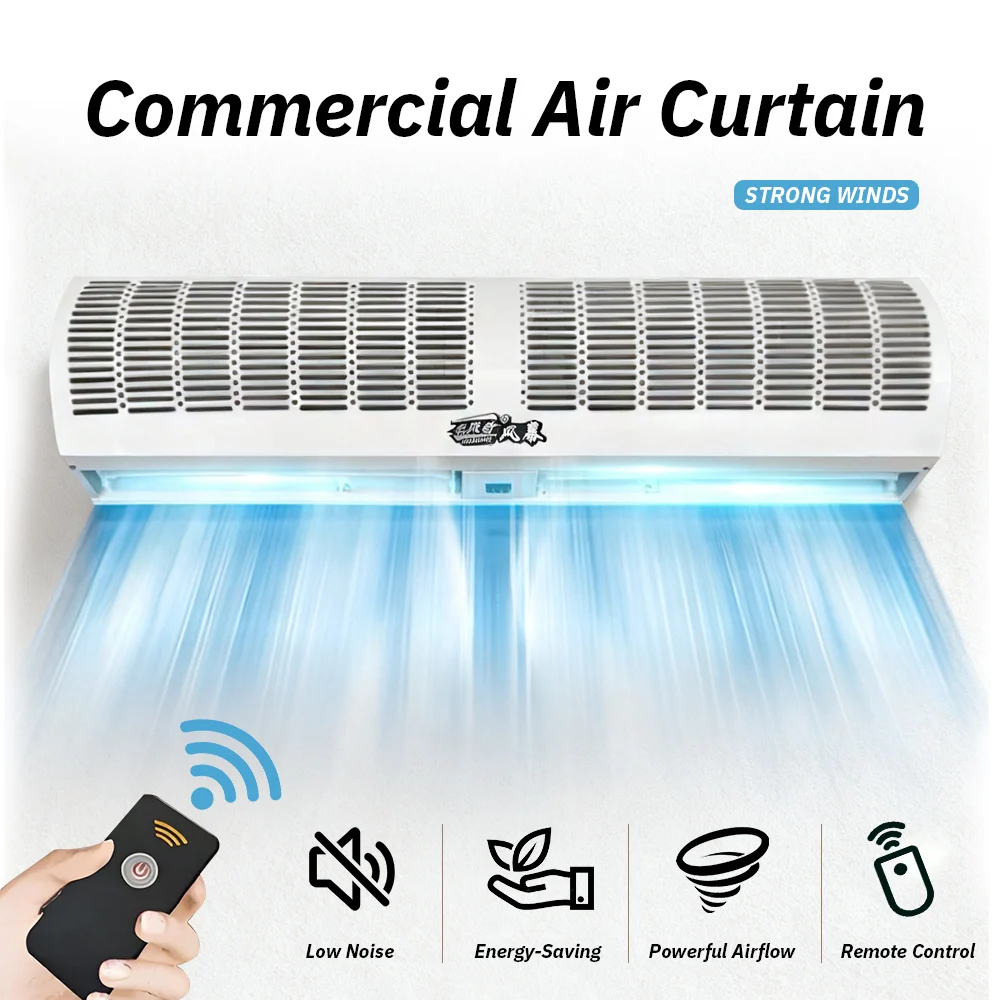 

Commercial Air Curtain Fan Wall Mounted Quiet Air Door 120W for Storefronts, Cold Storage, Supermarket Entrances Fan Accessories