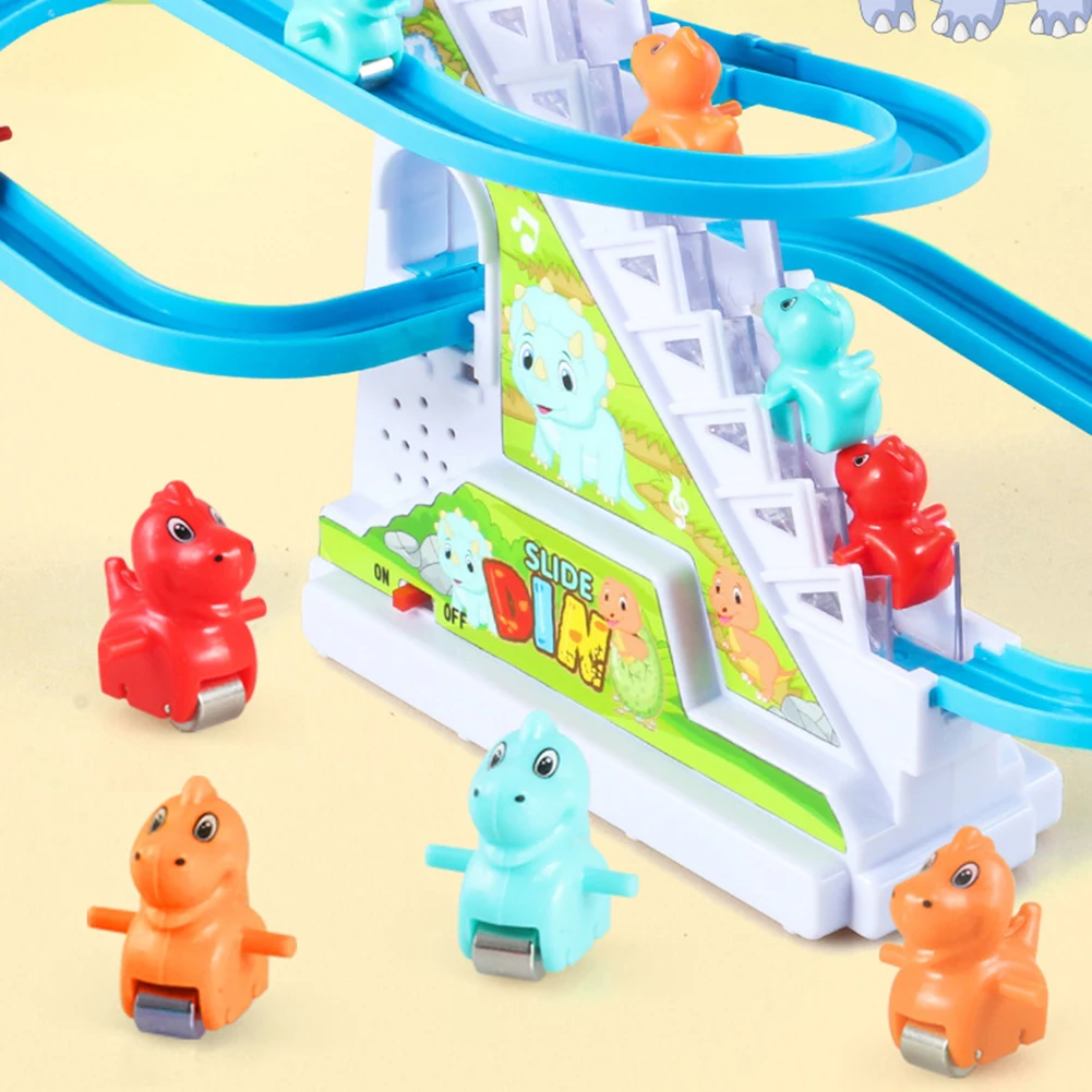 Electric Track Slide Toys Assembly Design Electric Dinosaur Stair Toy Early Education Exercise Hands On Skills for Kids Child