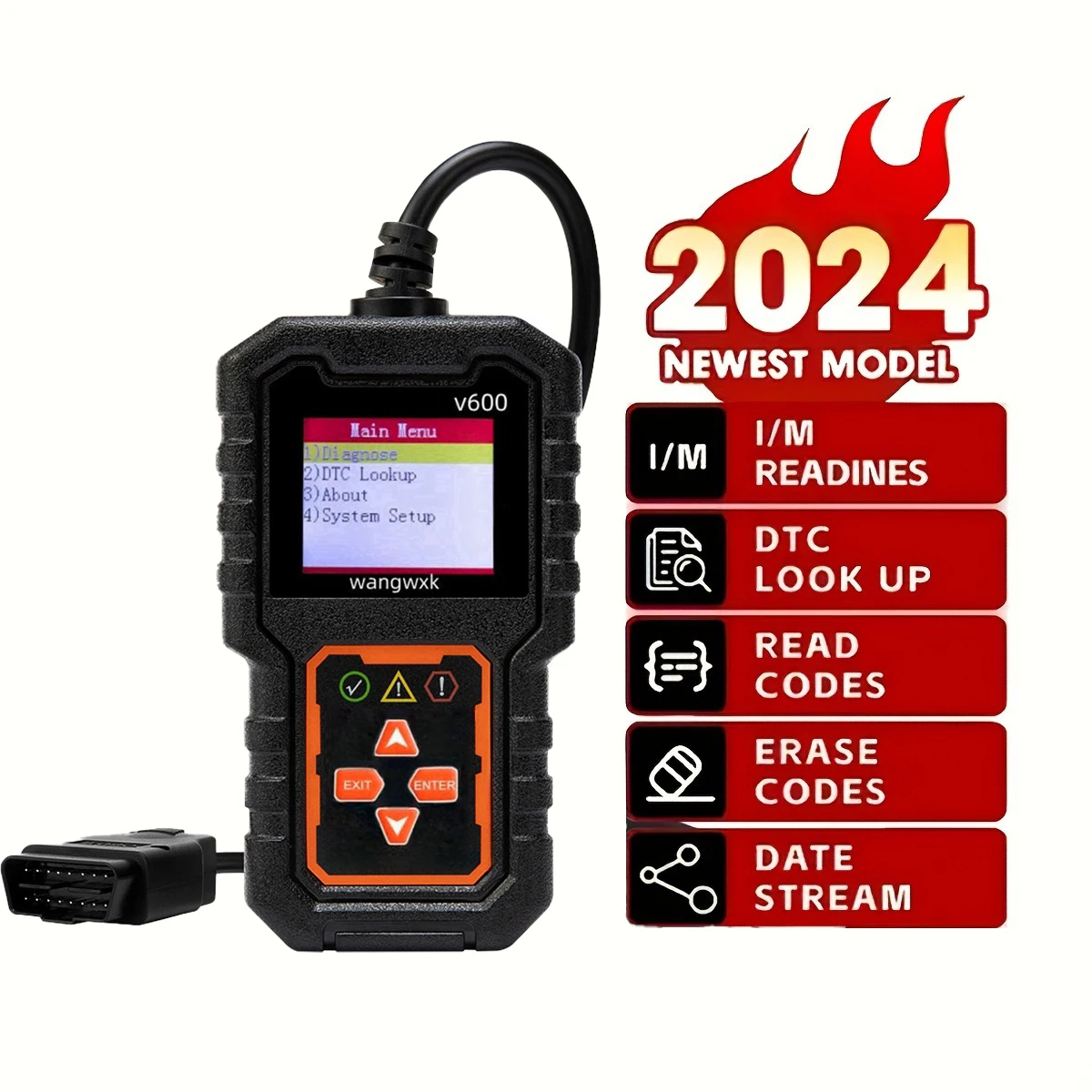 Engine Battery O2 Sensor EOBD OBD 2 Scanner Fault Code Clear Digital Display OBD2 Code Reader Car Diagnostic Tools V600