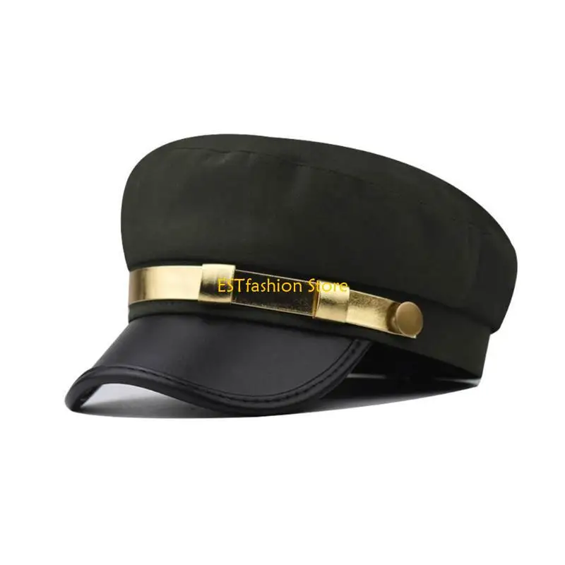 Y5GC Classical Sailor Hat Octagonal Hat with Pu-leather Brim Cosplay Dress