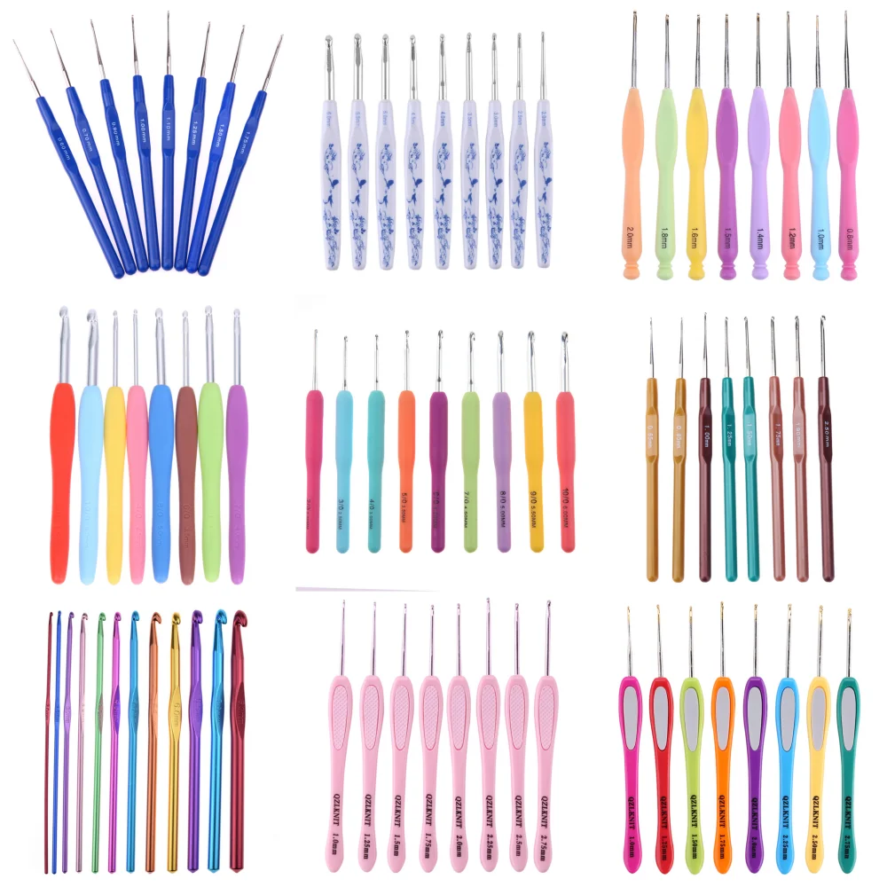 8pcs Soft Handle Colorful Aluminium Alloy Crochet Hooks Knitting Needles Set Sewing Knitting Chrochet Hooks DIY