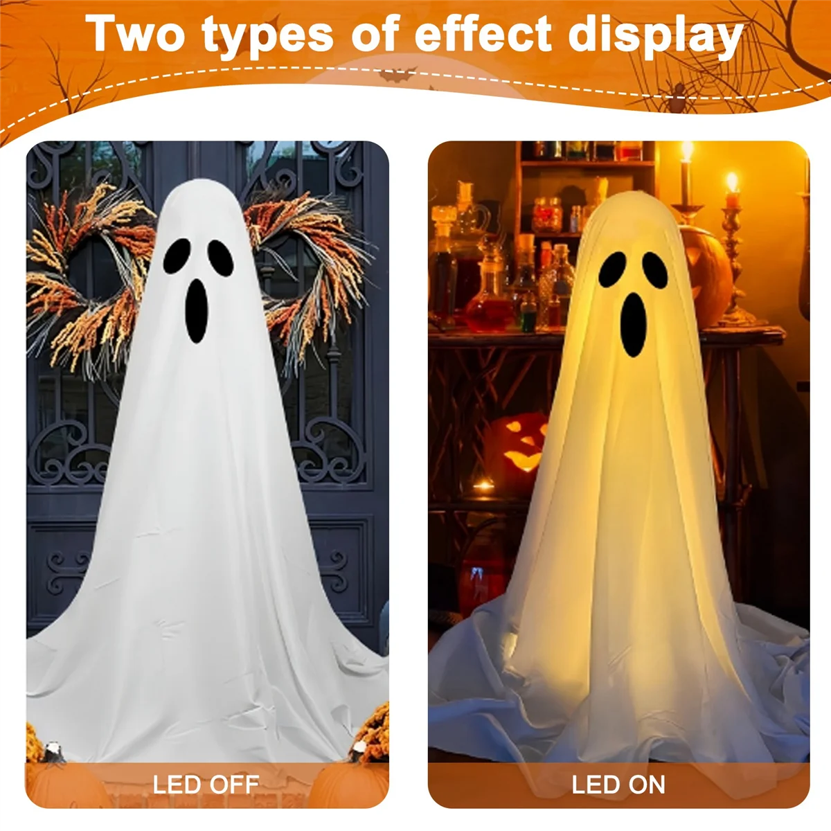 

Halloween Decorations Outdoor -DIY 2PCS Large Lighted White Cloth Ghosts- Cute Ghosts with 20 LED String Lights Light UpJAS