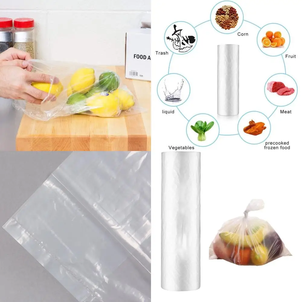 

1400 Clear Plastic Produce Bags, 16x20 Inch, 4 Rolls for Home Storage and Trash