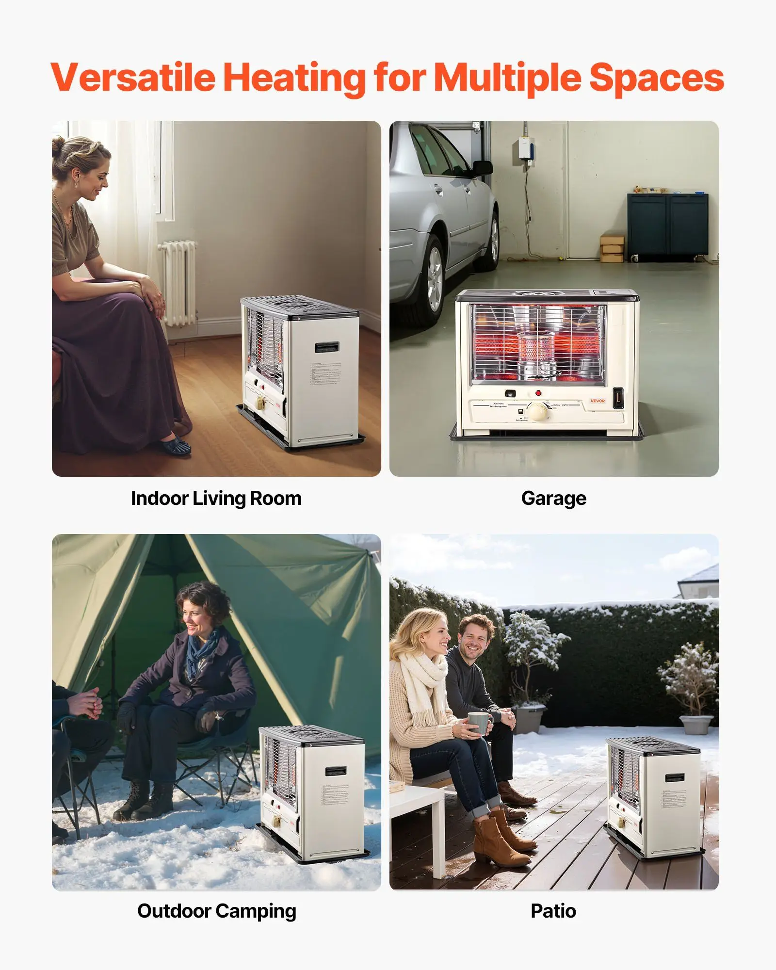 10000 BTU kerosineverwarmer voor binnen en buiten Draagbare geforceerde luchtverwarmer met automatische uitschakeling en omvalbeveiliging voor garagecamping