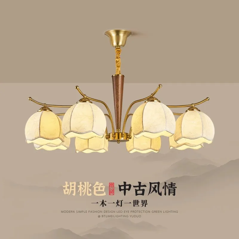 American retro living room main light bedroom light French bedroom chandelier dining room light medieval solid wood wabi sandy