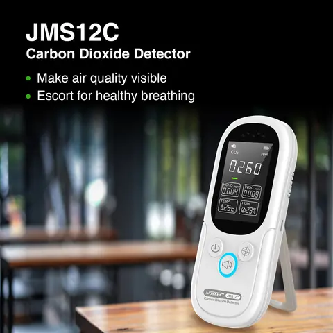 NOYAFA JMS12C 공기 질 모니터, 온도 및 습도 계량기, 자동차 가정 호텔 가스 감지기, 4 in 1 CO2 HCHO TVOC