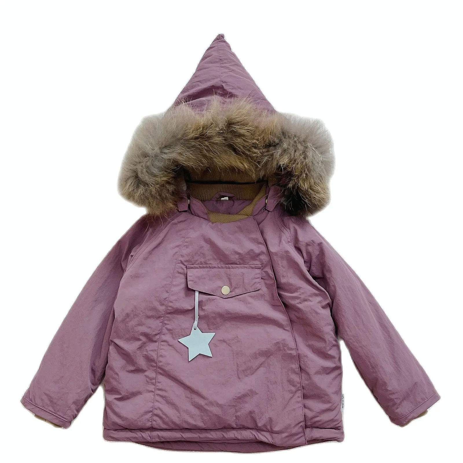 Children's down jacket winter warm girl's thickened  down coat withFur collar hat boy's windbreaker down jacket 2-8T