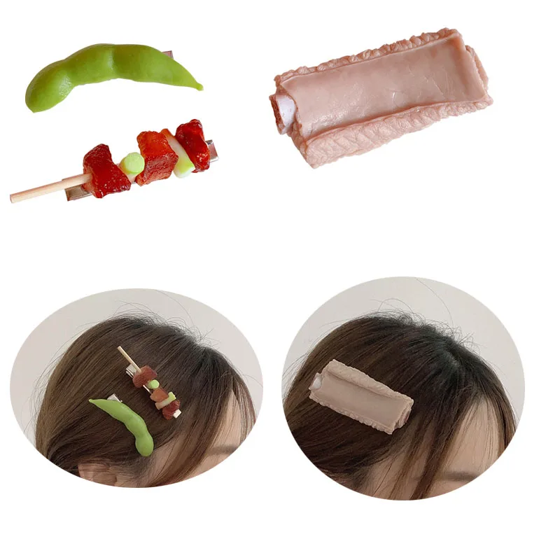 Simulation Food Hairpins Stewed Pork Ribs Hairpins Funny Exaggerated Food Hair Clips Lady Unique Design Childs Hair Jewelry