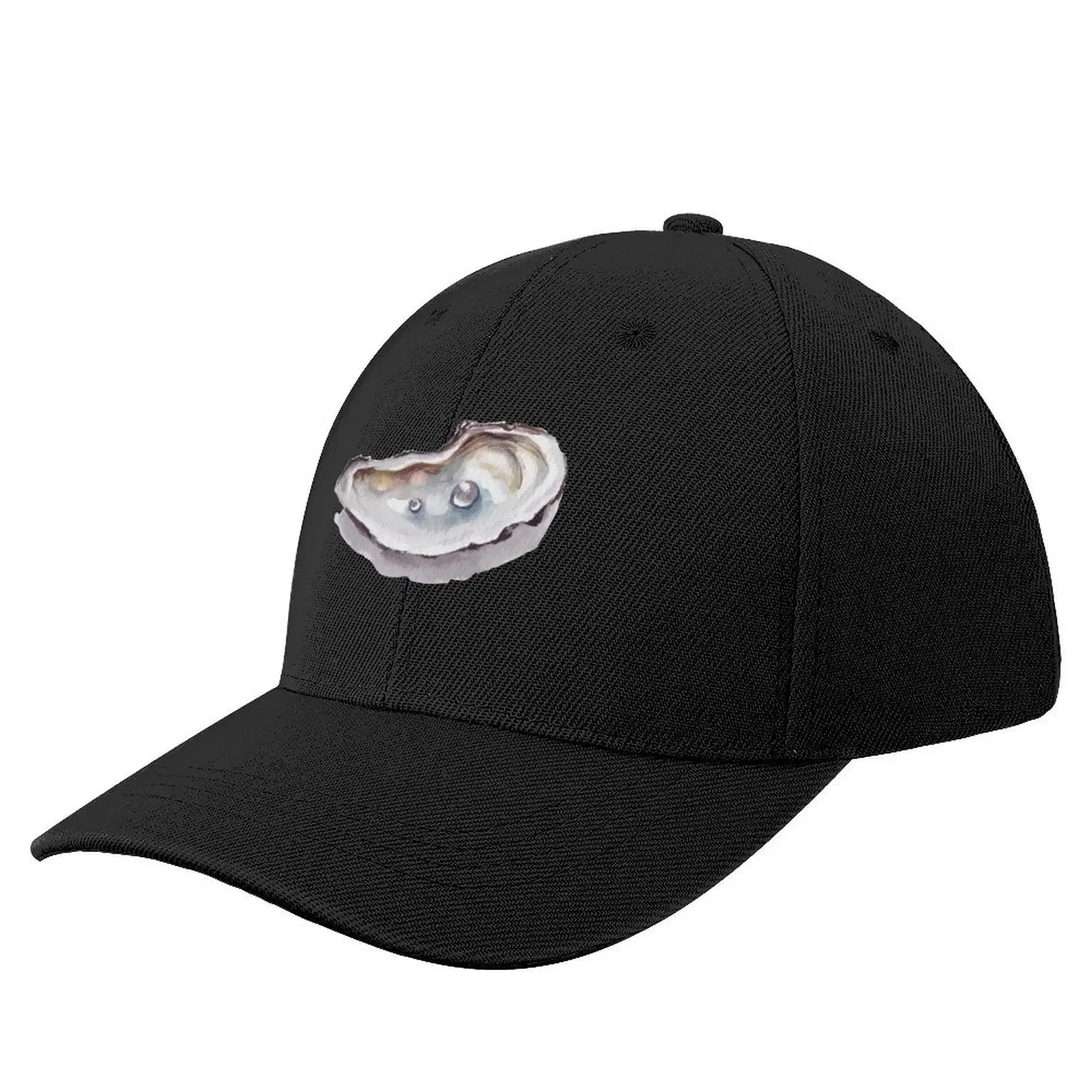 

Watercolour painting of an oyster shell with shiny pearls Baseball Cap custom caps fun hats Snap Back Hat Mens Tennis Women's