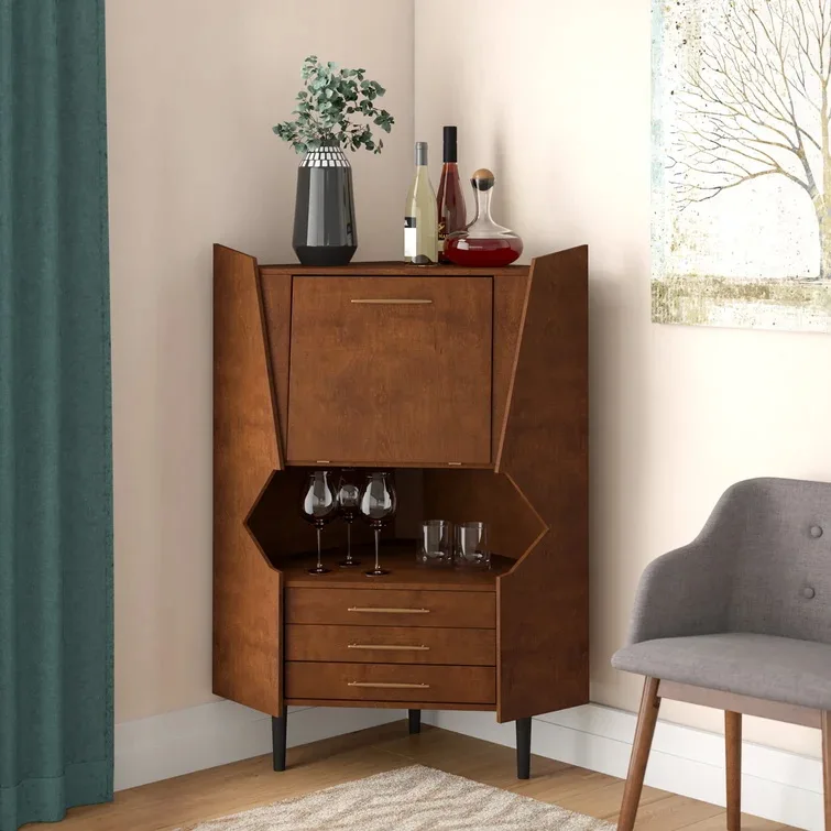 Wine Home Wooden Modern Living Room Furniture Luxury Hose Coffee Wooden Counter Display Baijiu and Corner Bar Cabinet