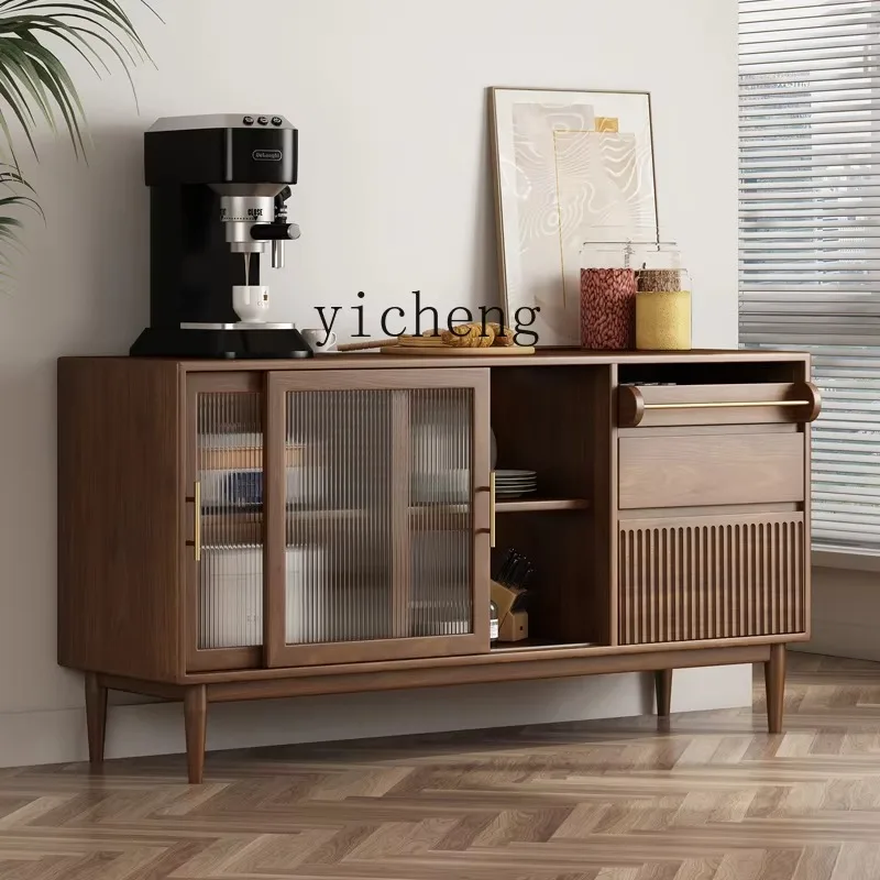 Wabi-sandy Wind Solid Wood Cabinet Frame Dining Side Simple Locker Against The Wall Entrance Restaurant Tea CabinetL1