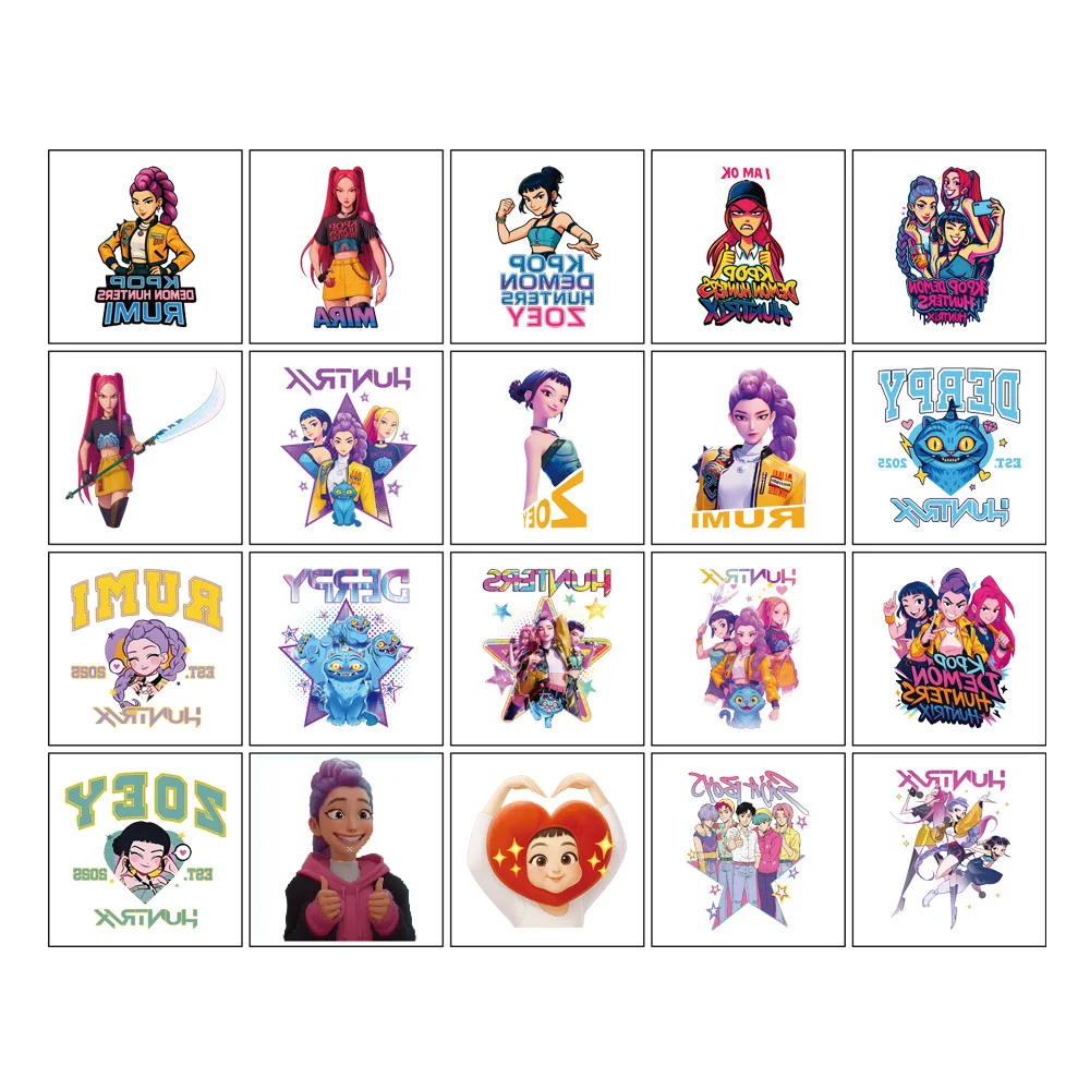 20 قطعة/المجموعة الكرتون Kpop شيطان الصيادين المؤقتة لصاقات وشم لهدية عيد ميلاد وهمية الجسم الفن الوشم ملصق