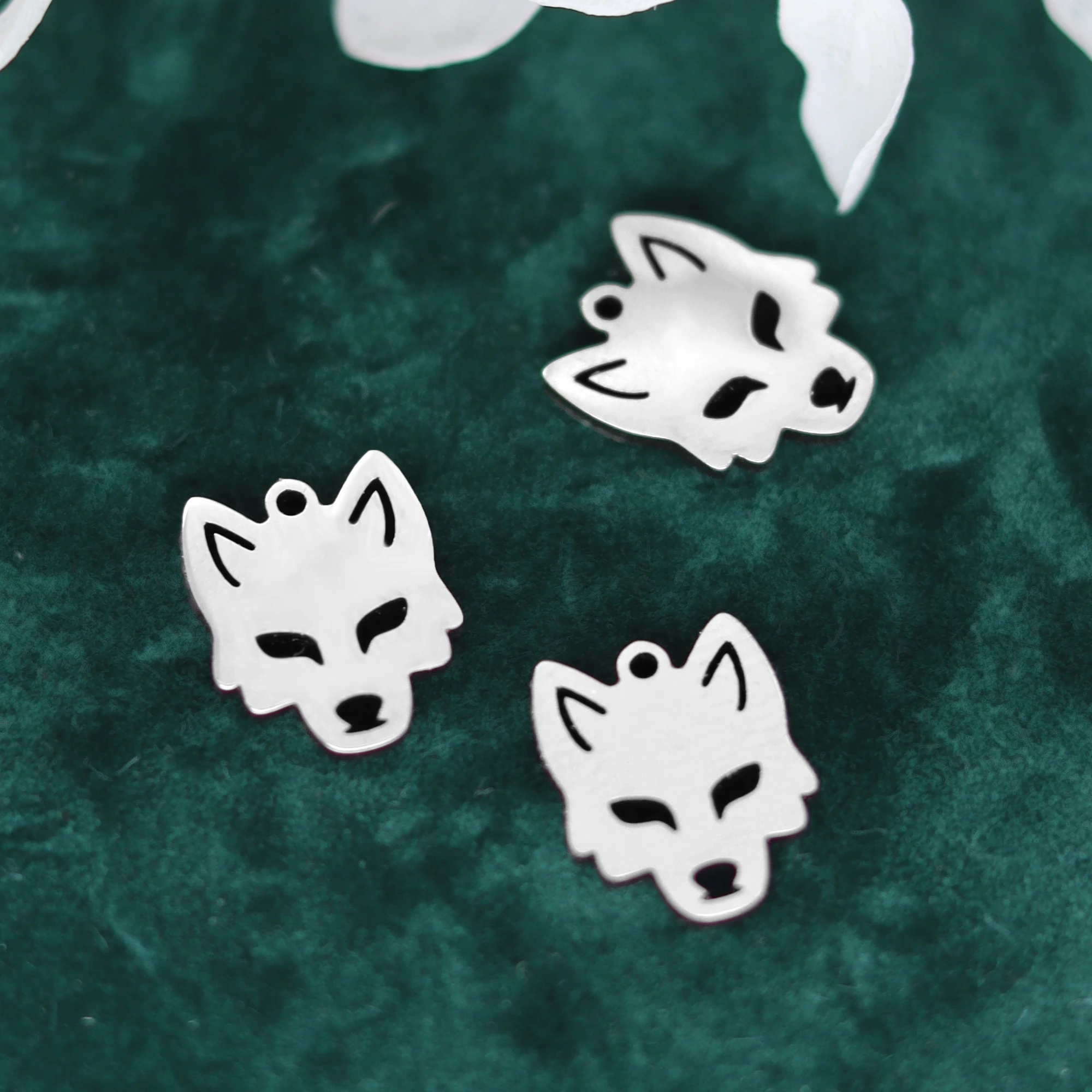 3pcs Gothic Wolf Charms Stainless Steel Pendant Jewelry Making DIY Handmade Punk Earrings Necklaces Bracelets Materials