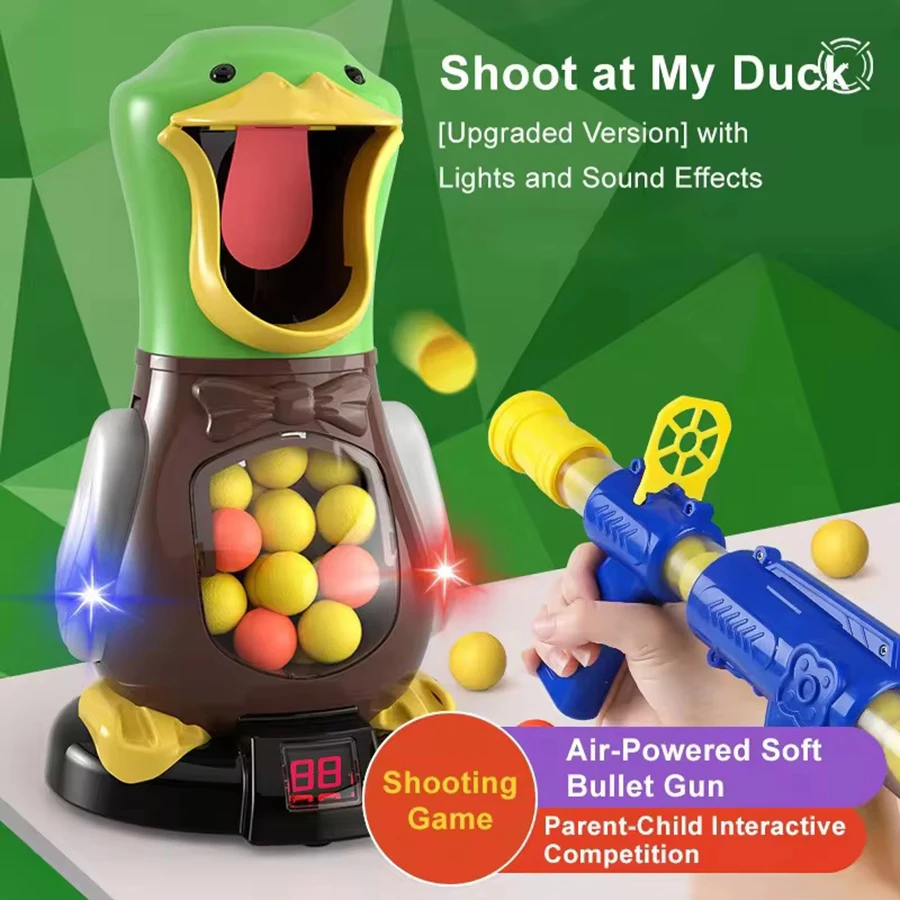 Lucht aangedreven ​ Hongerig Schieten Eend Speelgoed Zachte Kogel Bal Schieten Elektronische Scoren Battle Duck Sniper Delight Game Eend Speelgoed Geschenken