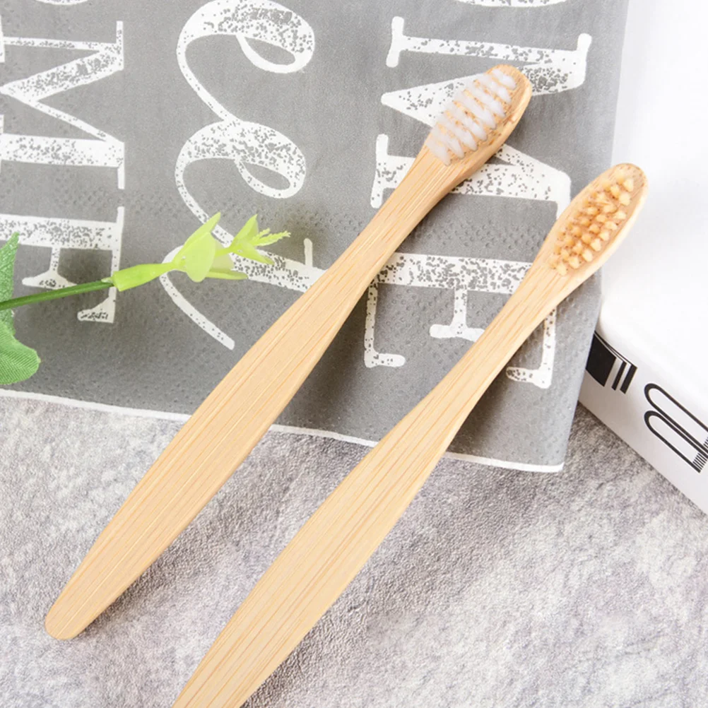 20PCS Bamboo Toothbrush Adults Natural Eco Friendly Handle Health Gift Kraft Paper Packaging No Dry Needed