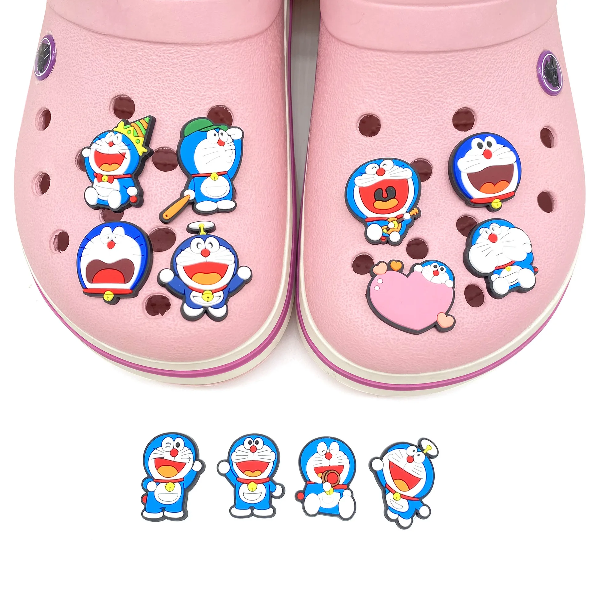 

12pcs Doraemon Shoe Charms PVC Cartoon Anime, Clogs Sandals Decoration, Shoe Accessories Gifts for Friends
