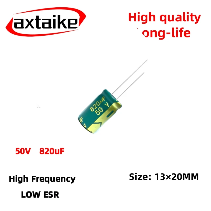 

5PCS 50V820uF Aluminum Capacitor, High Frequency Low ESR 105°C Radial for Power Supply Long-life 13×20MM