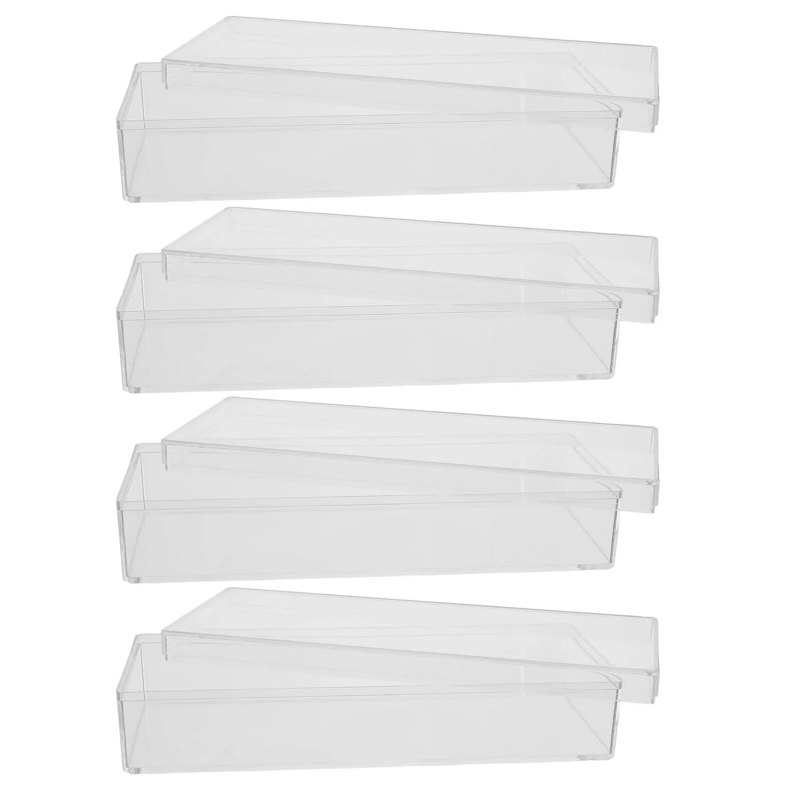 

4Pcs Clear Rectangle Plastic Storage Box High Transparency Stackable Organizer for Beads Jewelry Cosmetics Desktop