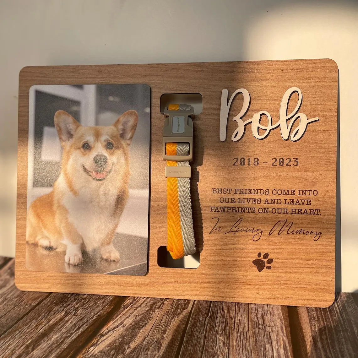 Memorial Pet Collar Sign, Dog Memorial Wood Frame With Collar Holder, Dog Memorial Gifts,Pet Loss Gifts,Pet Sympathy Gift