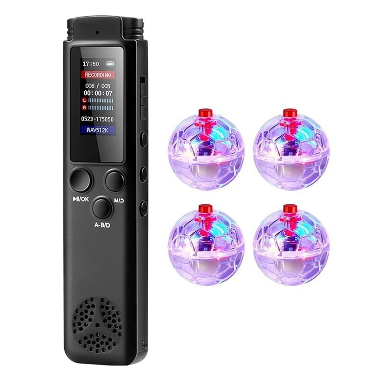 A81M New 5Piece Kit 64 GB Digital Voice Recorder With 4 LED Cat Ball Motion Activated Cat Ball Toy Voice Activated Voice Recorde