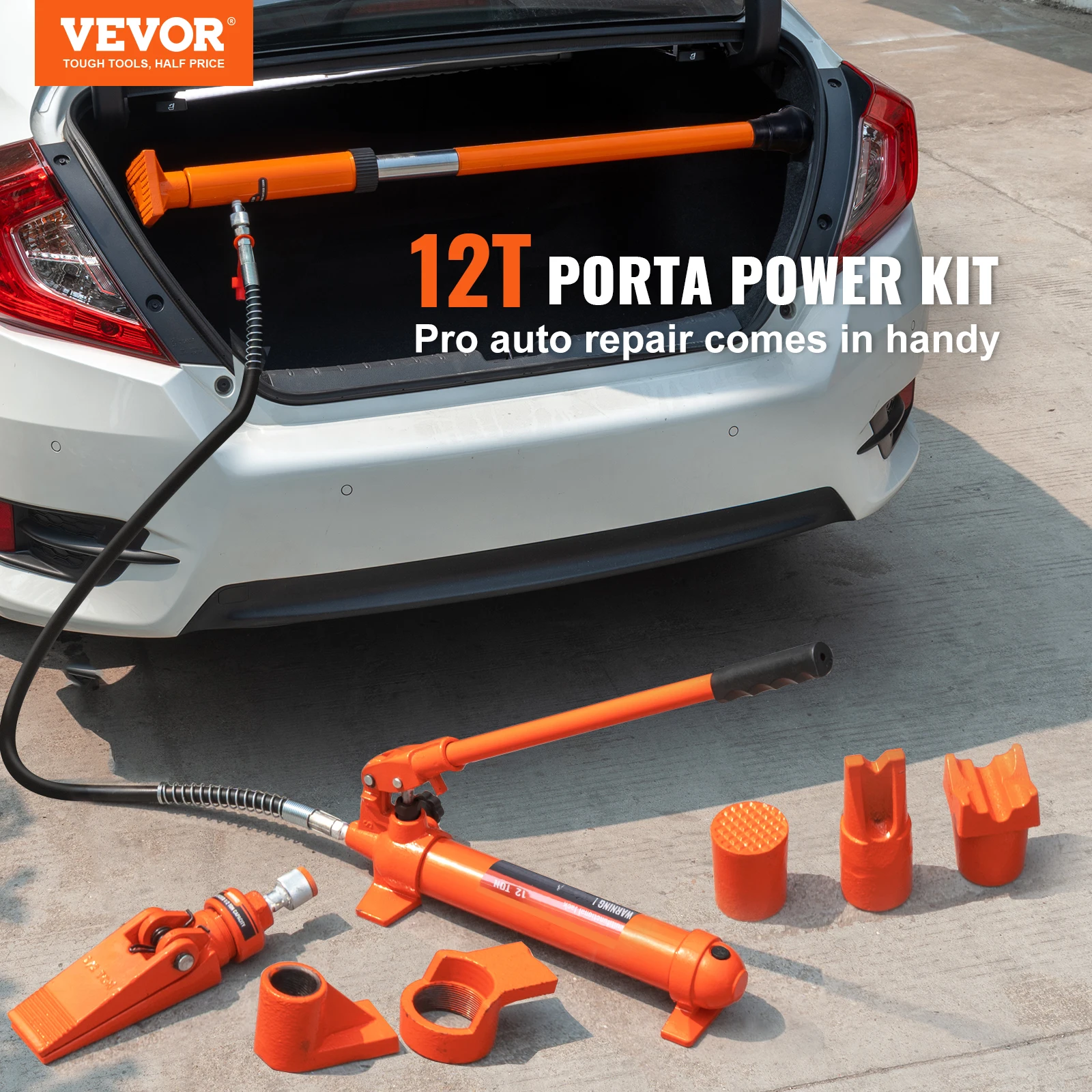 VEVOR 10/12 Ton Porta Power Kit, Hydraulic Jack, Auto Body Frame Repair Kit with Storage Case for Car Repair, Truck, Farm