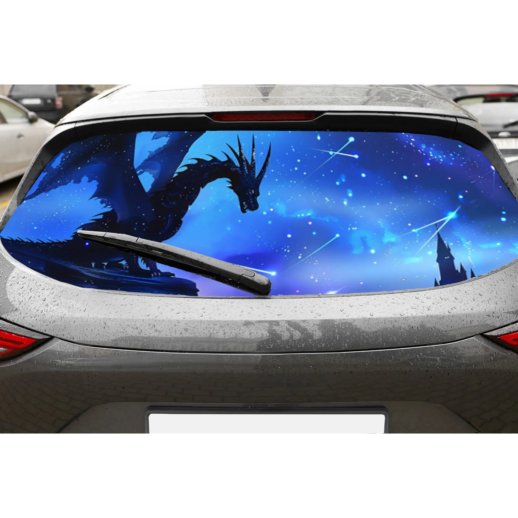 

Fantasy Starry Sky Black Dragon PVC Perforated Car Vinyl Wraps, Privacy Enhancing Design for Rear Window, Car Rear Windshield St