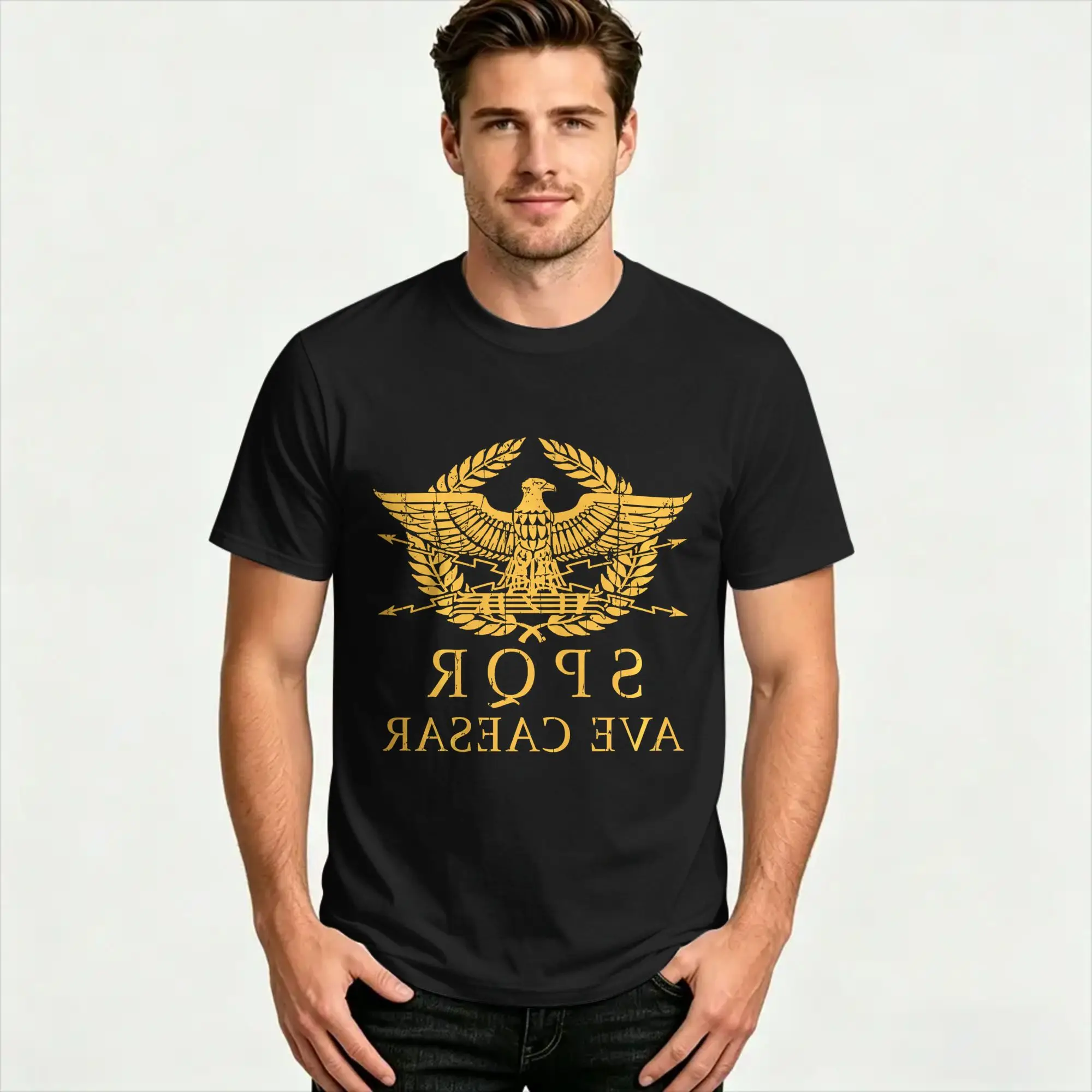 SPQR Ave Caesar Saturnalia Pure Cotton T Shirts  Fashion Tee Shirt for Men Summer Y2K Basic Design Short Sleeve Clothes