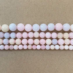 Natural Stone Smooth Mixed Morganite Color Jade Round Loose Beads 15