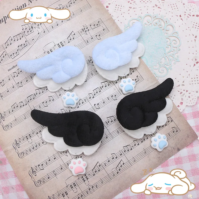 Cool Cute Girl's Hair Decor Hairpin Original Furry Double-layer Wings Cat's Claw Pendant  Y2K Accessories Hair Clip 1 Pair