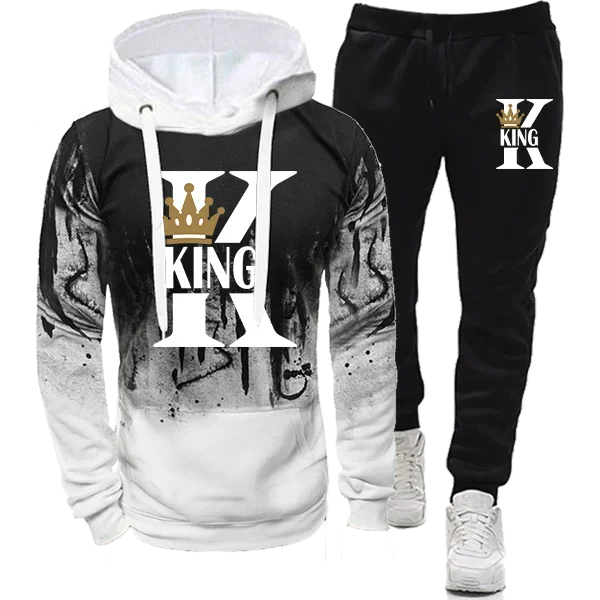 New in Hoodies and Blouses Splash Ink Sweatshirt Unisex Suit Sportswear Men's Set of Two Pieces for Men Man Clothes Sports Suits