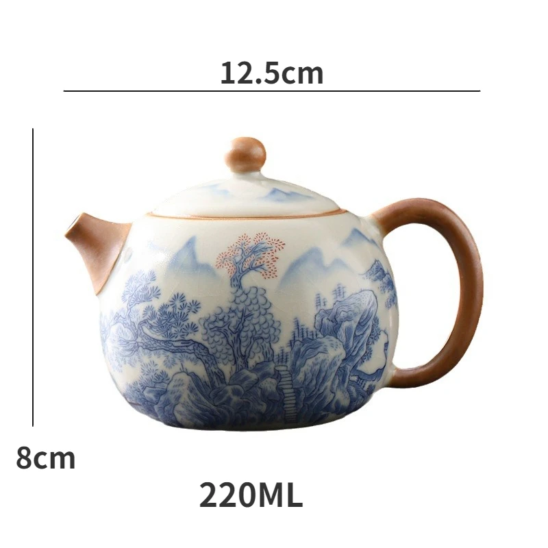 Ru Kiln Xishi Pot Household Ceramic Brewing Teapot Chinese Kung Fu Tea Set High-grade Steeping Tea Kettle