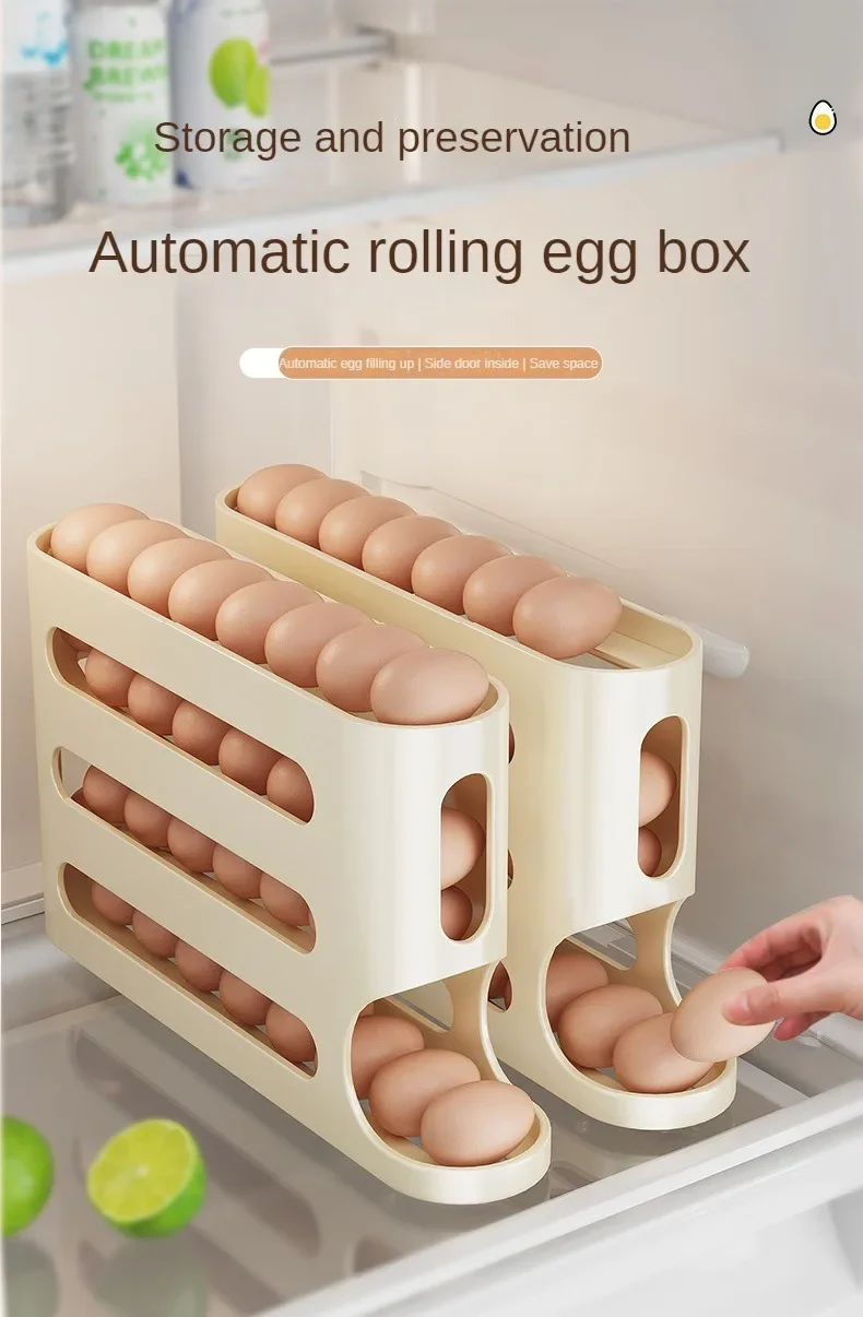 2-4-schicht Rutsche Ei Lagerung Box Leiter Stil Ei Box Lagerung Khlschrank  Seite Tr Groe Kapazitt Automatische ei Roll Maschine - AliExpress 15
