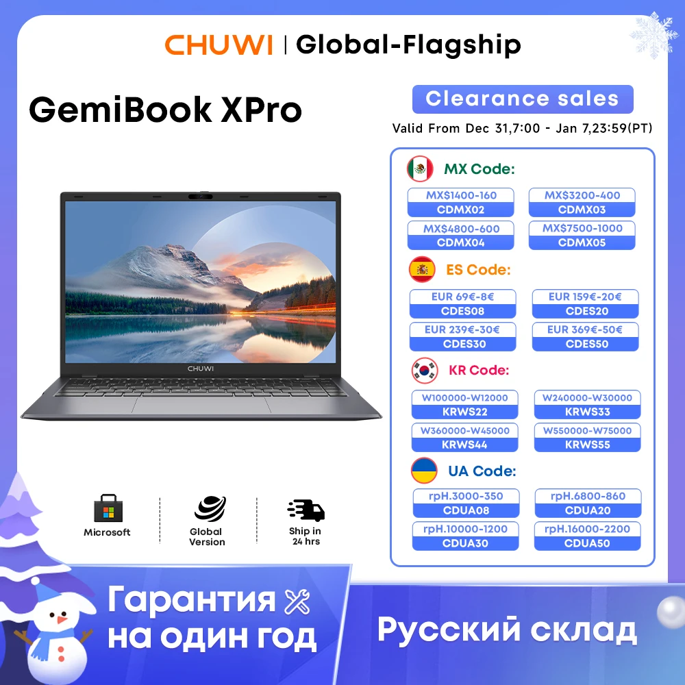 CHUWI 14.1-inch GemiBook XPro Laptop Intel N100 Graphics 600 GPU Screen 8GB RAM 256GB SSD With Cooling Fan Windows 11 Notebook