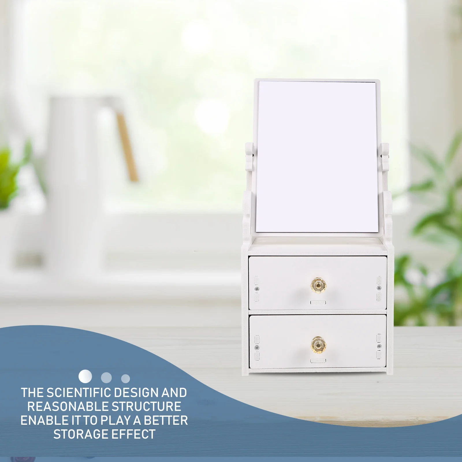 

Home Tabletop Mirror Storage Box Large Capacity Makeup Organizer Storage Case Durable for Dresser