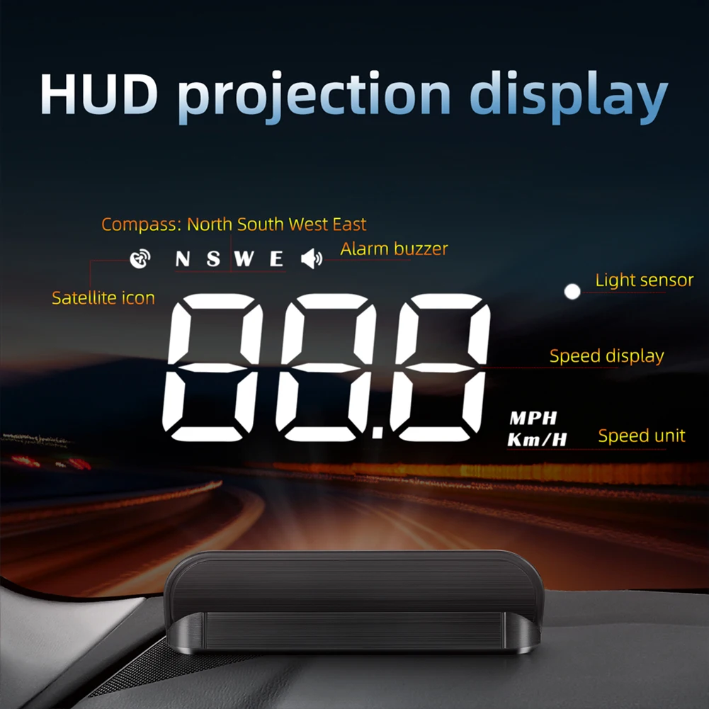 Digital Speedometer Monitor Car HUD Windshield Projector Wireless GPS Speed Detector Security Alarm Electronic Auto Accessories