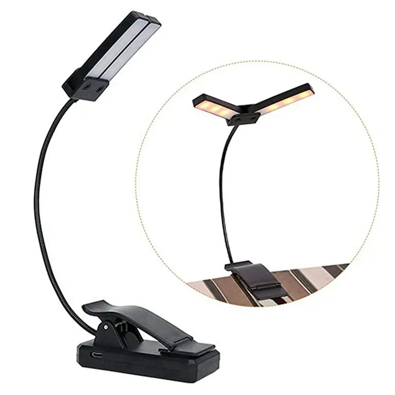 RTENTE-3X Double-Headed Rechargeable, Portable Music Stand Light, Clip-On Music Stand Light, Lightweight Eye Care Book Light