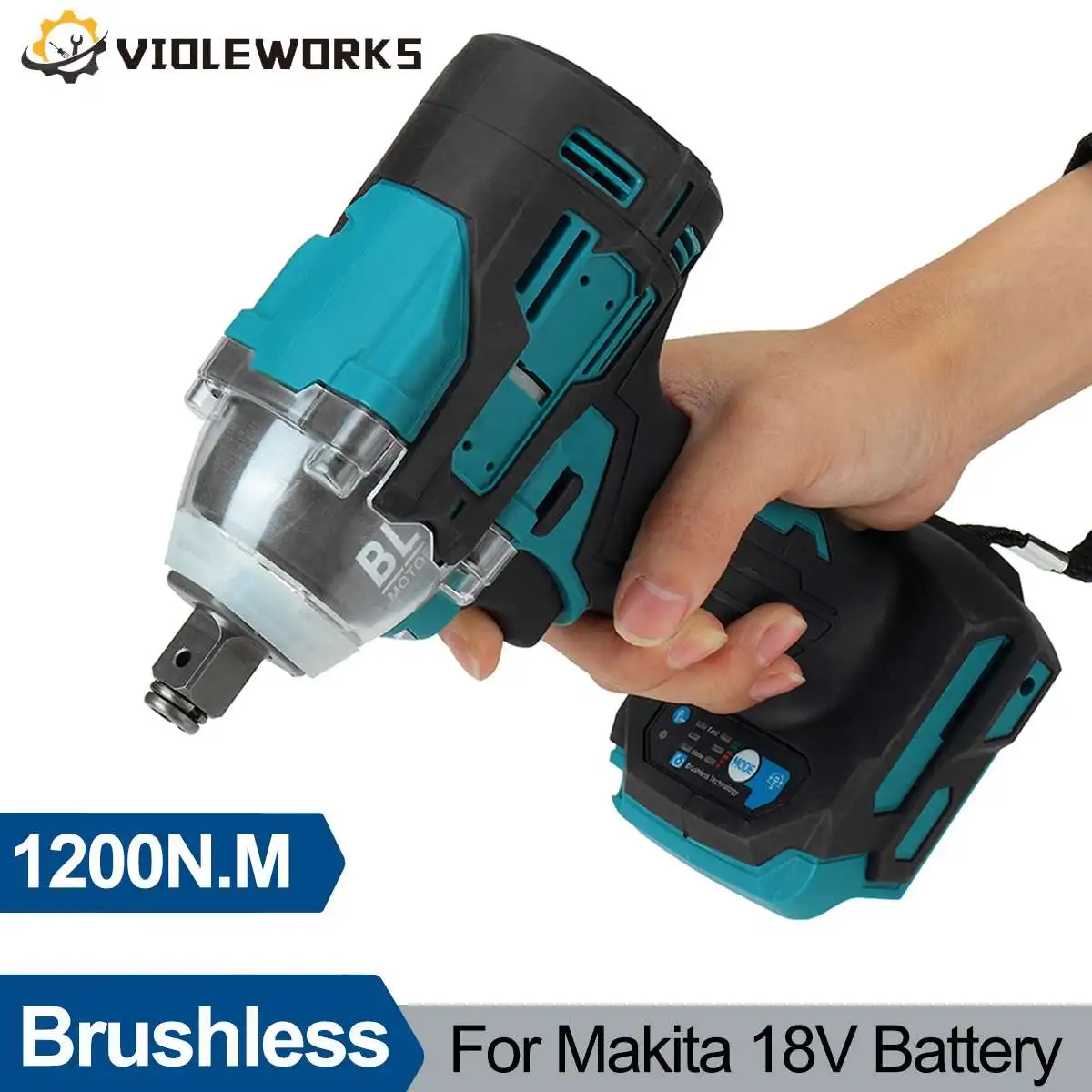 1200N.M Brushless Electric Impact Wrench 1/2 Hollow Shaft Cordless Drill Screwdriver Power Tool For Makita 18V Battery