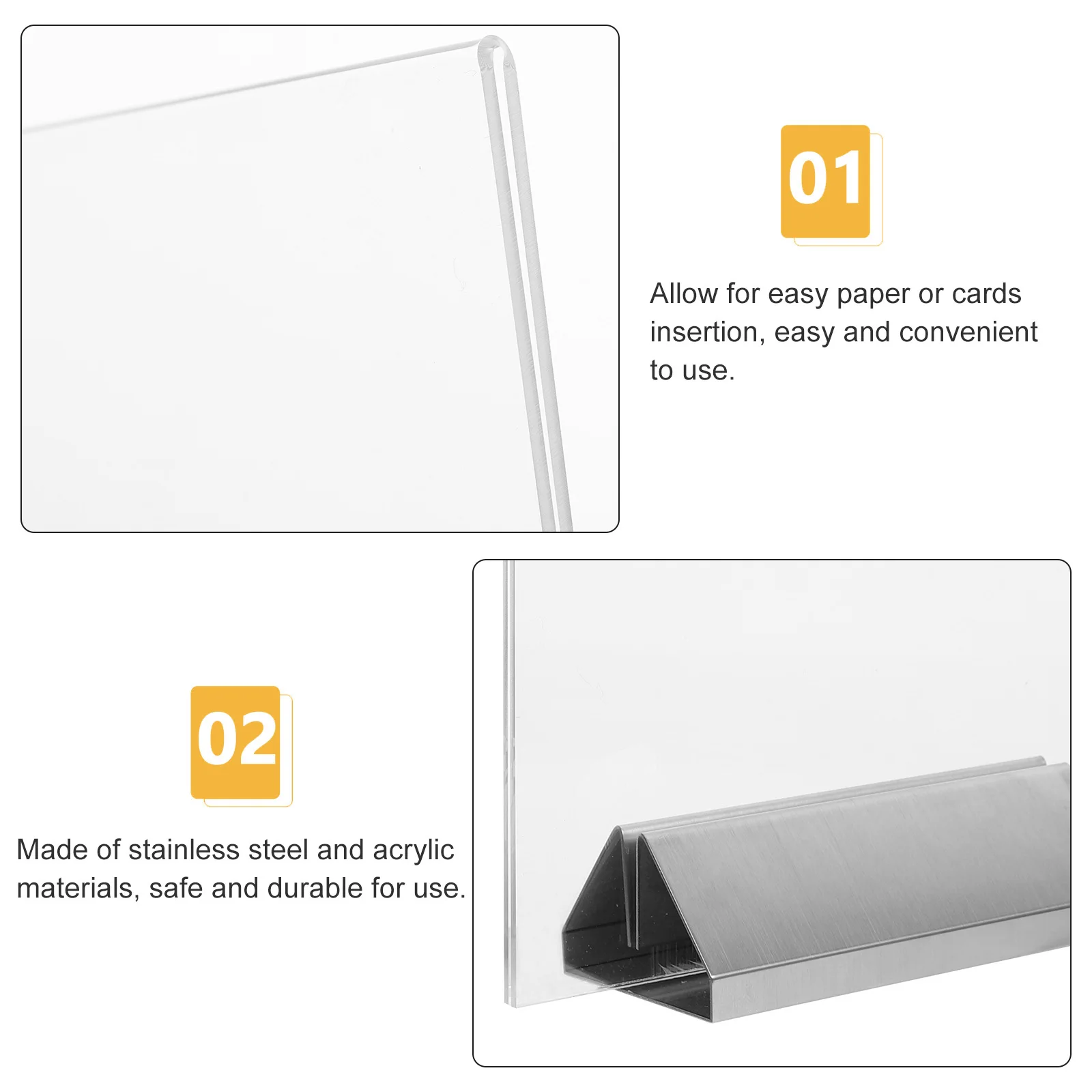 

Price Display Stand Acrylic Sign Holder Flat Base Table Sign Holder for Restaurant Hotel Library Card Display