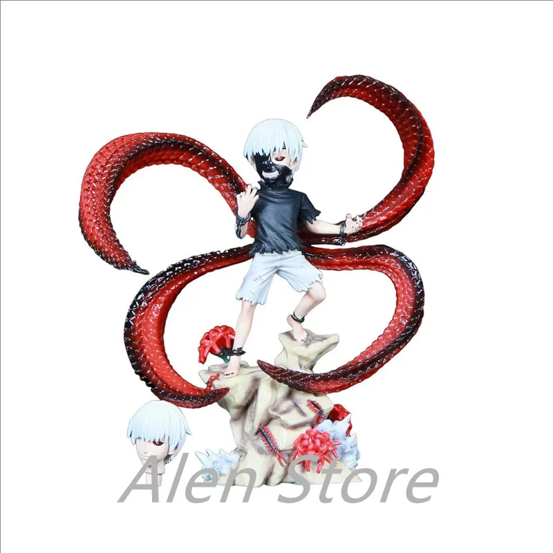 18cm Tokyo Ghoul Kaneki Ken Action Figure White Hair Dual-Headed Collectible Anime Ornament Gift for Fans