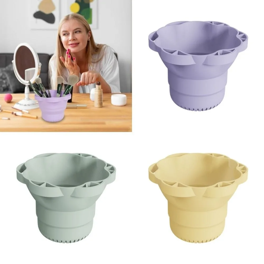 Limpiador de brochas de maquillaje perezoso de silicona, secador rápido plegable, taza de limpieza para esponjas de polvo, almacenamiento reutilizable, soporte para brochas de maquillaje, herramientas de belleza