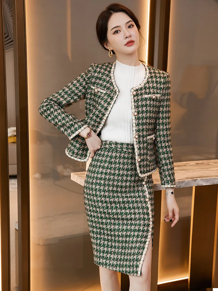 

High Quality Fabric Formal Women Business Suits with Skirt and Jackets Coat Autumn Winter Blazers Femininos Professional Outfits