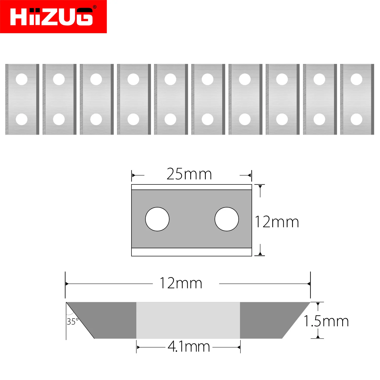 25×12×1.5mm Carbide Insert Cutters Trimming Bit Knife 10pcs for Flush Trim Pattern Router Bit Spiral Helical Planer Jointer Head