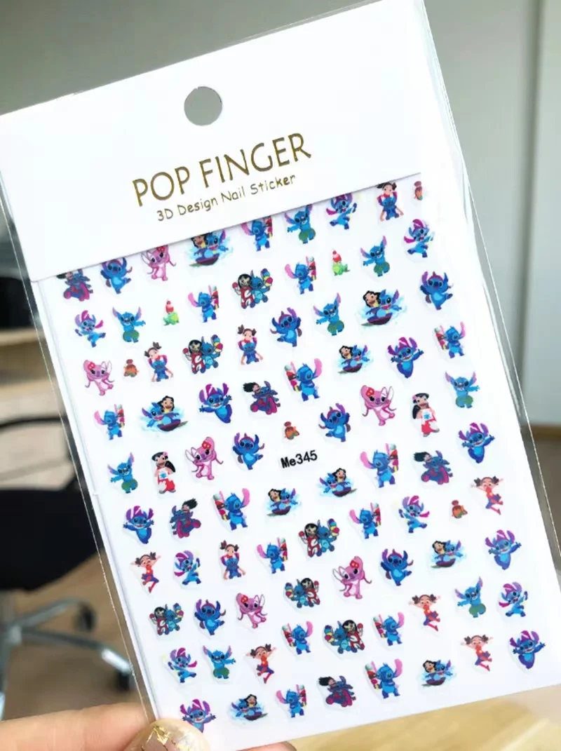 1PCS 3D Disney Stitch Nail Sticker Cartoon Animation Kawaii Blue Anime Nail Art Decorations DlY Self-adhesive Stickers For Nails