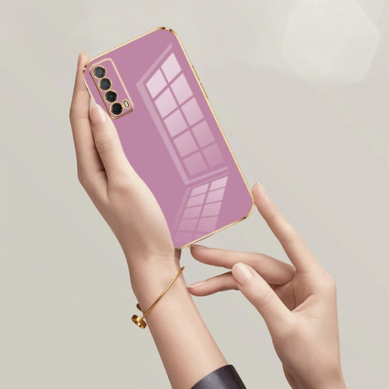 For Huawei Y7a Case Huawei P smart 2021 Phone Case PPA-LX1 Luxury Square Plating ShockProof Soft TPU Silicone Back Cover Fundas