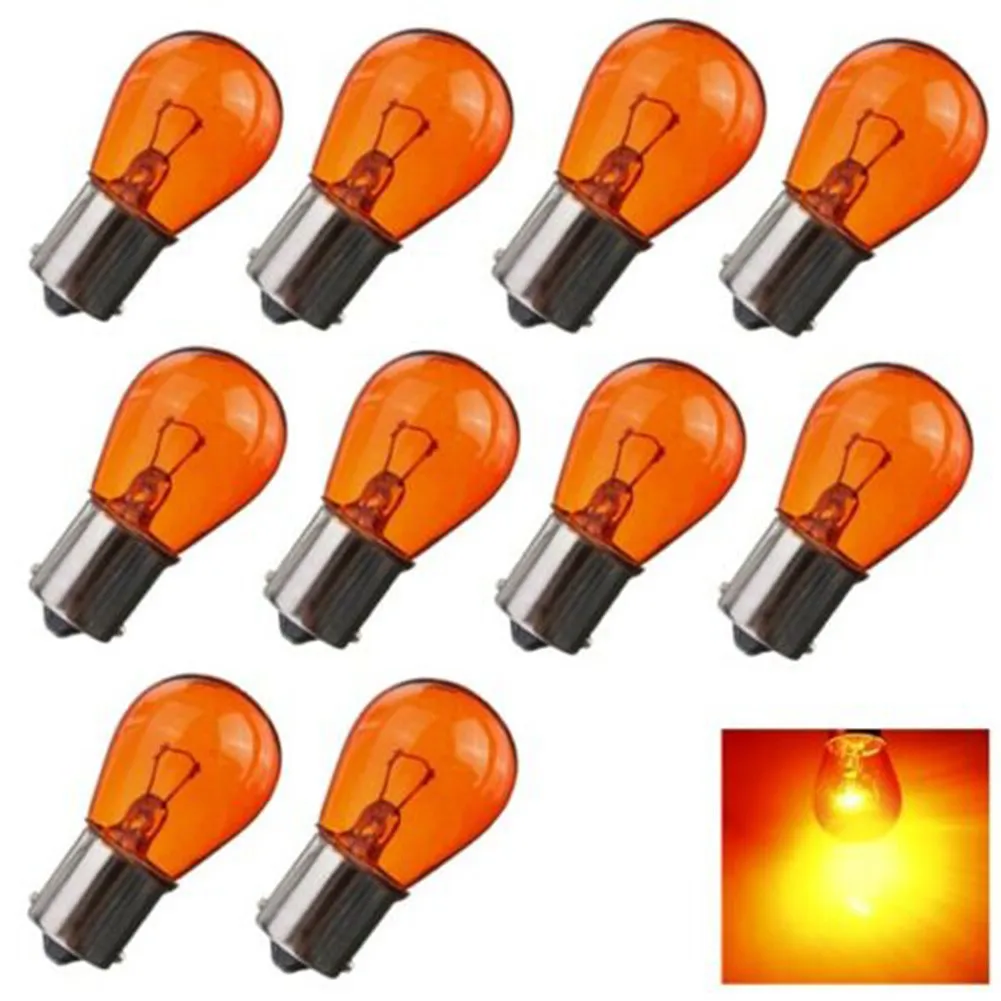 10Pcs 21W Amber Indicator Bayonet Base Lamp Turn Signal Car Light Car Interior Bulb Auto Dashboard Warning Indicator image 6