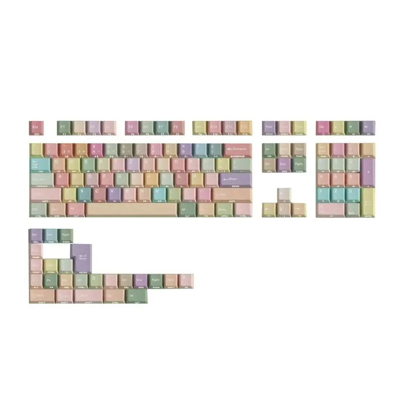 ABRI-For Mechanical Keyboard Double Print Keycaps Dye-Sub PBT Side Light Cherry Profile 131 Keys ISO Layout F75