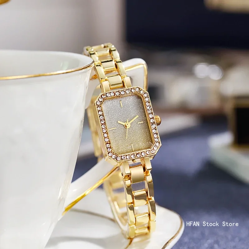 

Exquisite Women Quartz Watch Business Fashion Casual Square Rhinestone Quartz Watch Gift For Friends Family Relogio Feminino