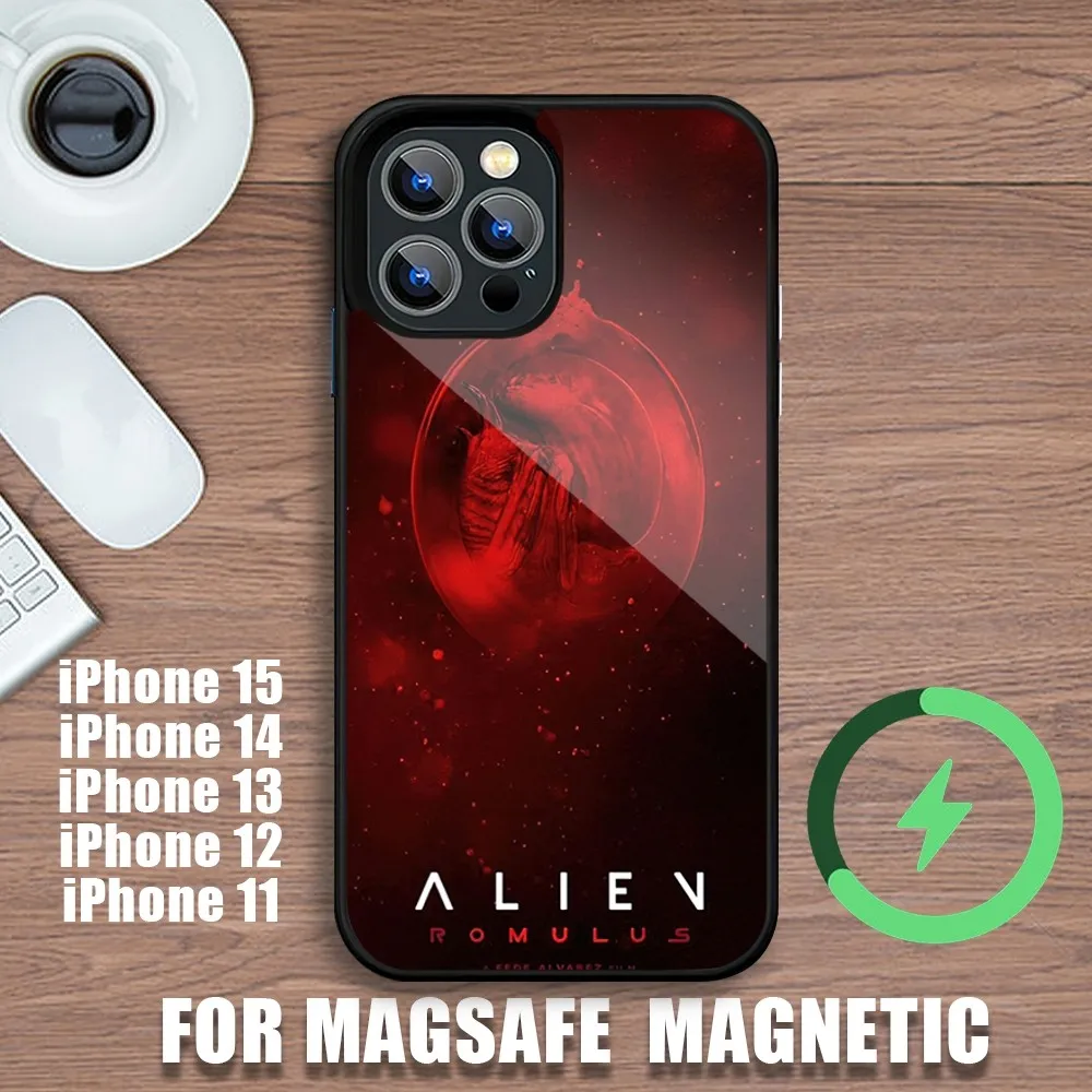 Film Alien Romulus Phone Case For iPhone 11 12 13 14 15 Plus Pro Max Charging Magsafe Magnetic Wireless Cover