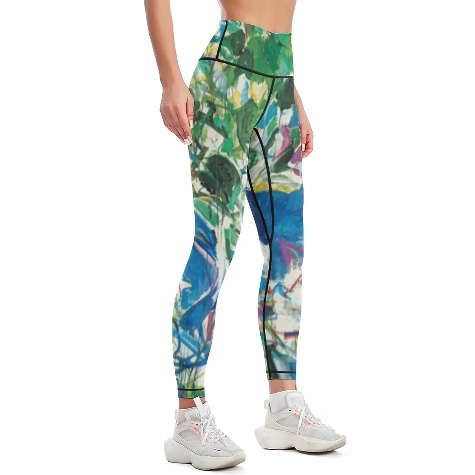 Joan Mitchell Art Classic Patting Colorful Green Leggings Women sports high waist trousers Womens Leggings