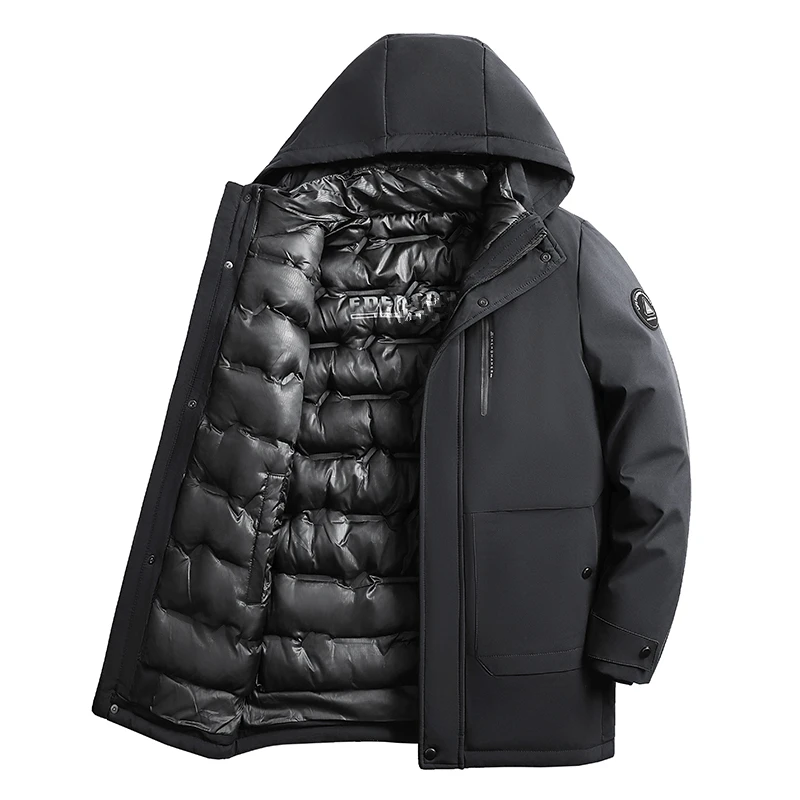 

Men's new winter warm and windproof jacket, men's casual wear comfortable thick outdoor hooded jacket with detachable hat lining